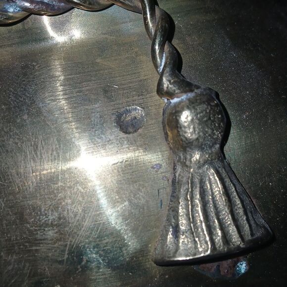 Hosley Vintage Solid Brass Pot Vase Hammered with Rope Detail, Boho, Planter - Picture 7 of 8